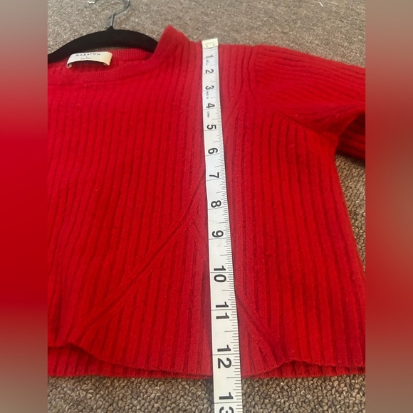 Babaton, size L, wool blend cherry red long sleeve cropped sweater - Picture 9 of 9